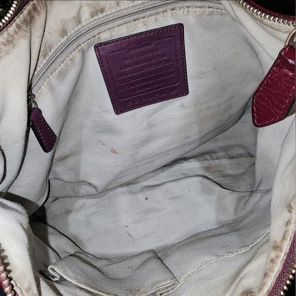 Coach hobo Soho Patent Leather purse Purple Eggplant Flap Zip Buckle Y2k - Picture 3 of 5